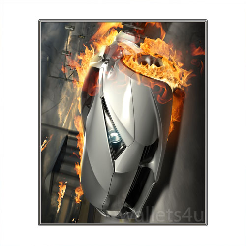 Magic Wallet, Racing Car on Fire, Gray - MWCMP0115