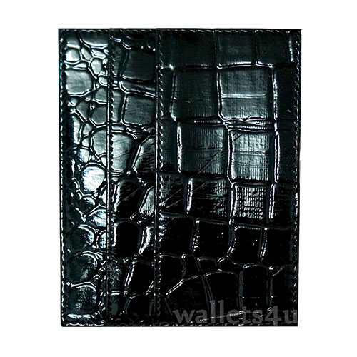 Magic Wallet, crocodile shiny black leather, multi card - MC0260