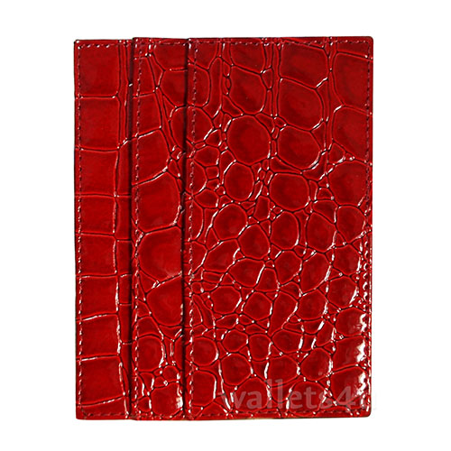Magic Wallet, crocodile shiny red leather, multi card - MC0261
